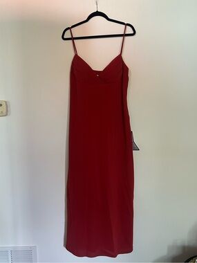 Macy's Red Midi Spaghetti Strap Slip Dress NWT